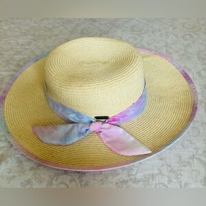 San Diego Hat Company Straw Hat with Pastel Ribbon